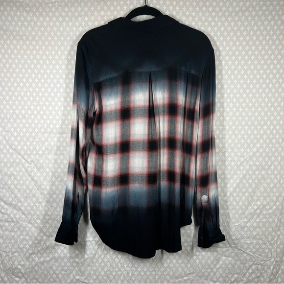 Rails Hunter Plaid Ivory Smoke Dip Dye Flannel Top - Picture 6 of 6